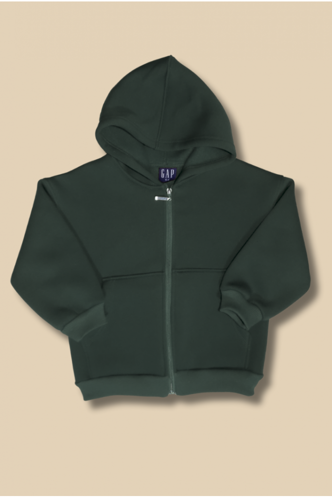 Nefti Yeşili Kapşonlu Fermuarlı Çocuk  SweatShirt