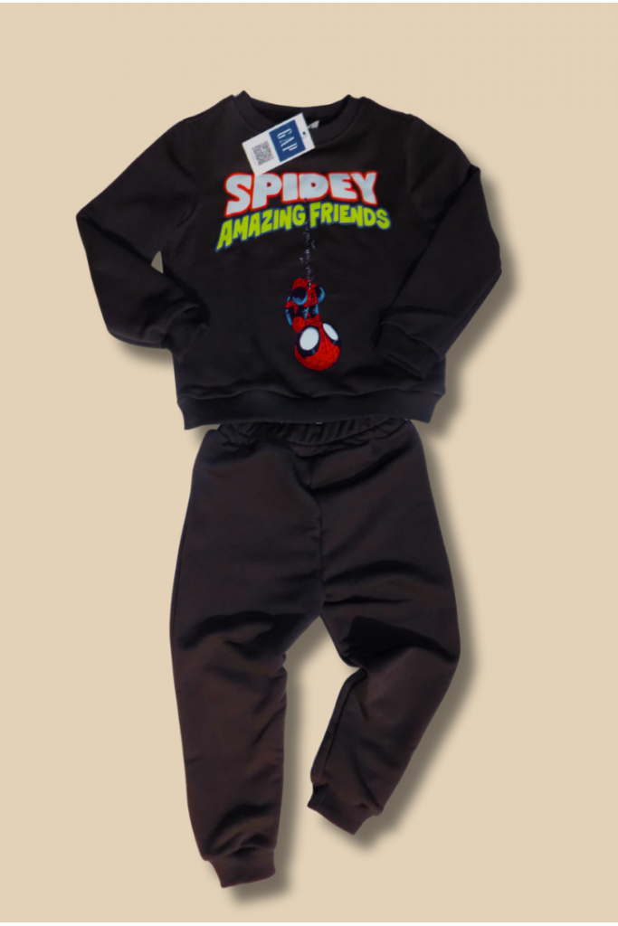 Siyah Üzeri Spidey Baskılı Çocuk Esofman Takımı