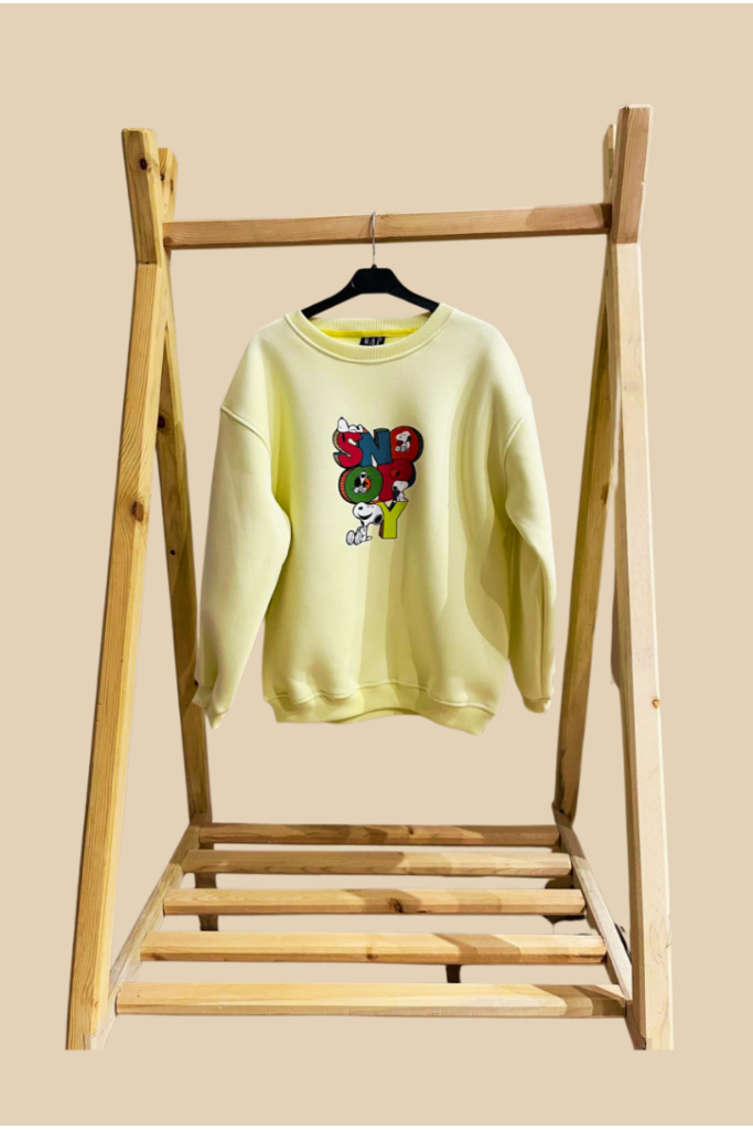 Açık Sarı Üzeri Snopy Detaylı Çocuk Sweat Shirt