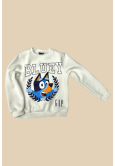 Beyaz Üzeri Bluey Baskılı Çocuk Esofman Takımı