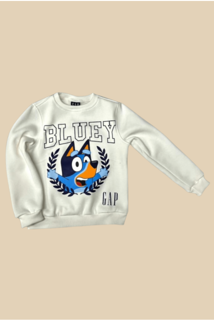Beyaz Üzeri Bluey Baskılı Çocuk Esofman Takımı