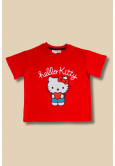 Kırmızı Üzeri Hello Kitty Baskılı Çocuk T-shirt