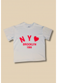 Beyaz Üzeri NY BROOKLYN Baskılı Çocuk T-Shirt