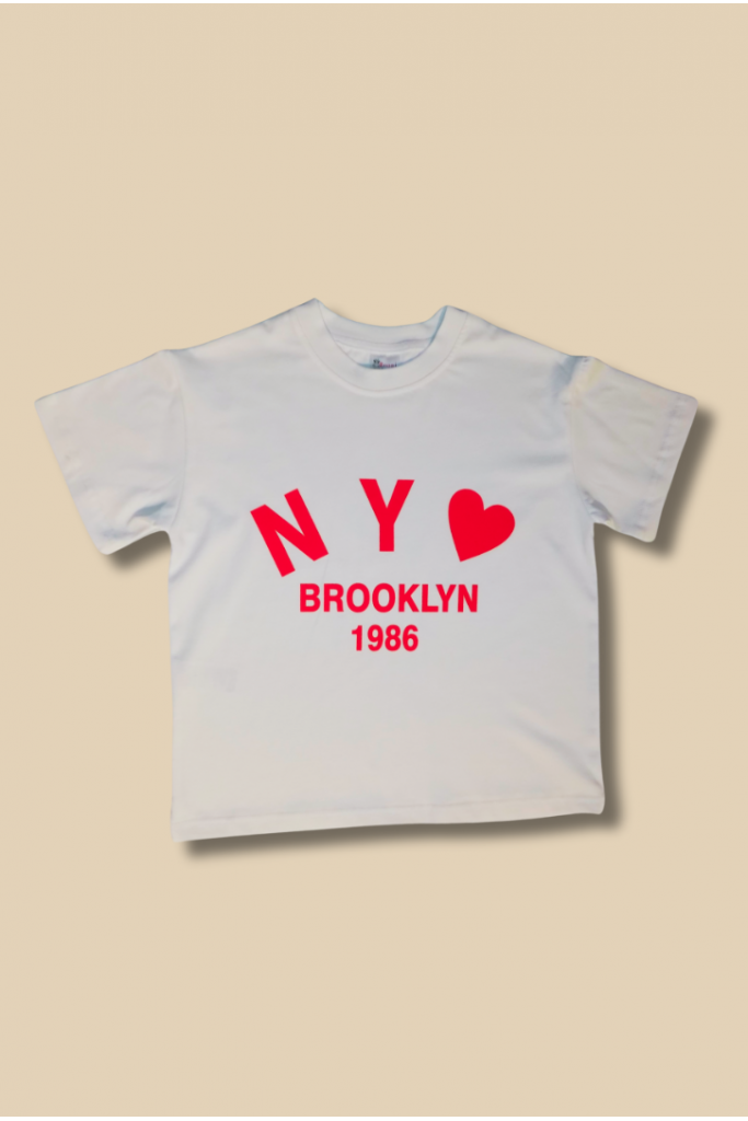 Beyaz Üzeri NY BROOKLYN Baskılı Çocuk T-Shirt