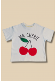Beyaz Üzeri Ma Cherie Baskılı Çocuk T-Shirt