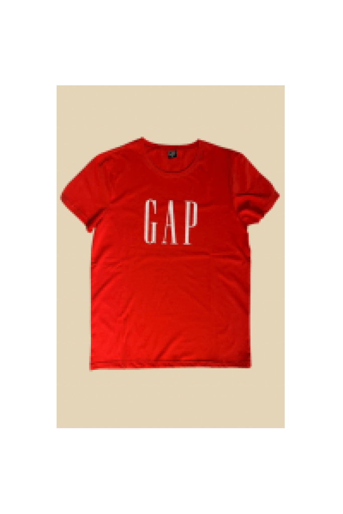 Ateş Kırmızı Üzeri Beyaz Gap Detaylı Yetişkin T-SHIRT