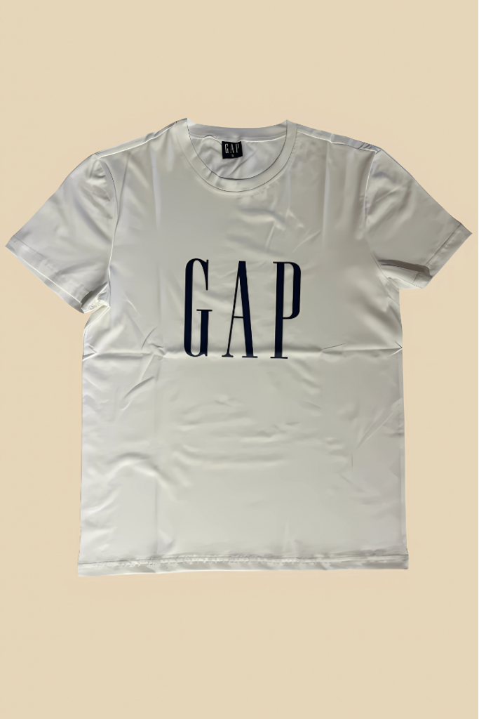 Beyaz Üzeri Lacivert Gap Baskılı Yetişkin T-shirt