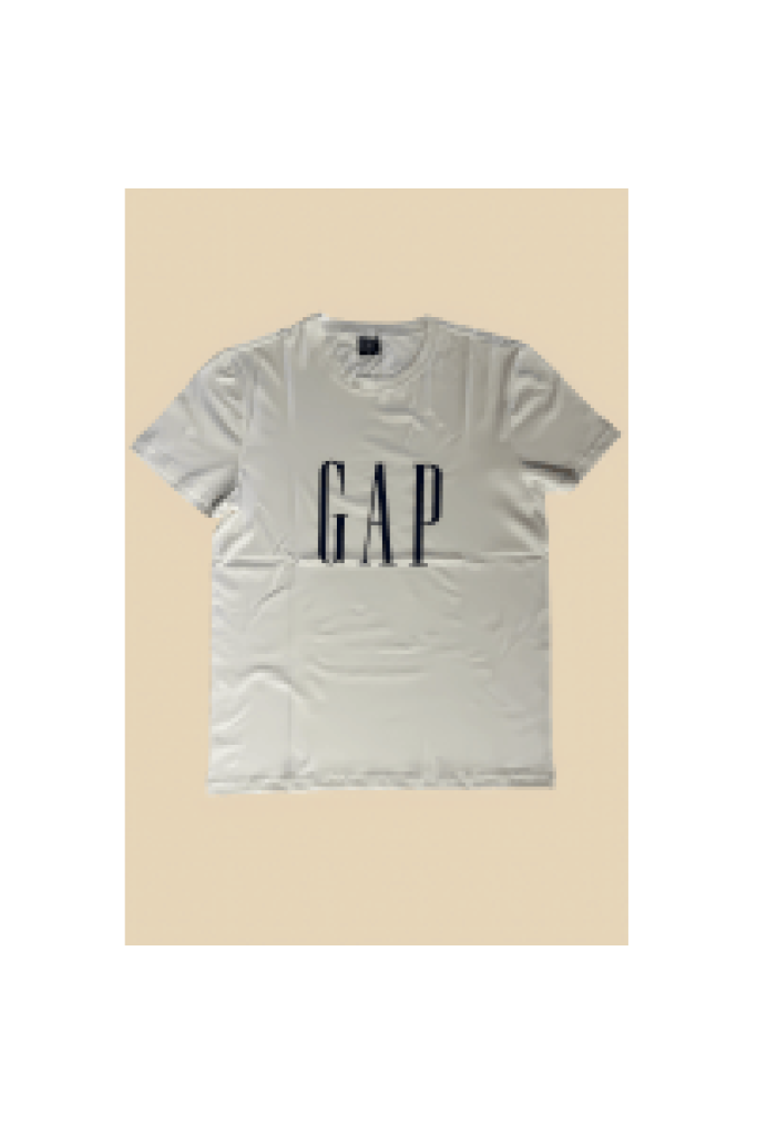 Beyaz Üzeri Lacivert Gap Detaylı  Yetişkin T-shirt