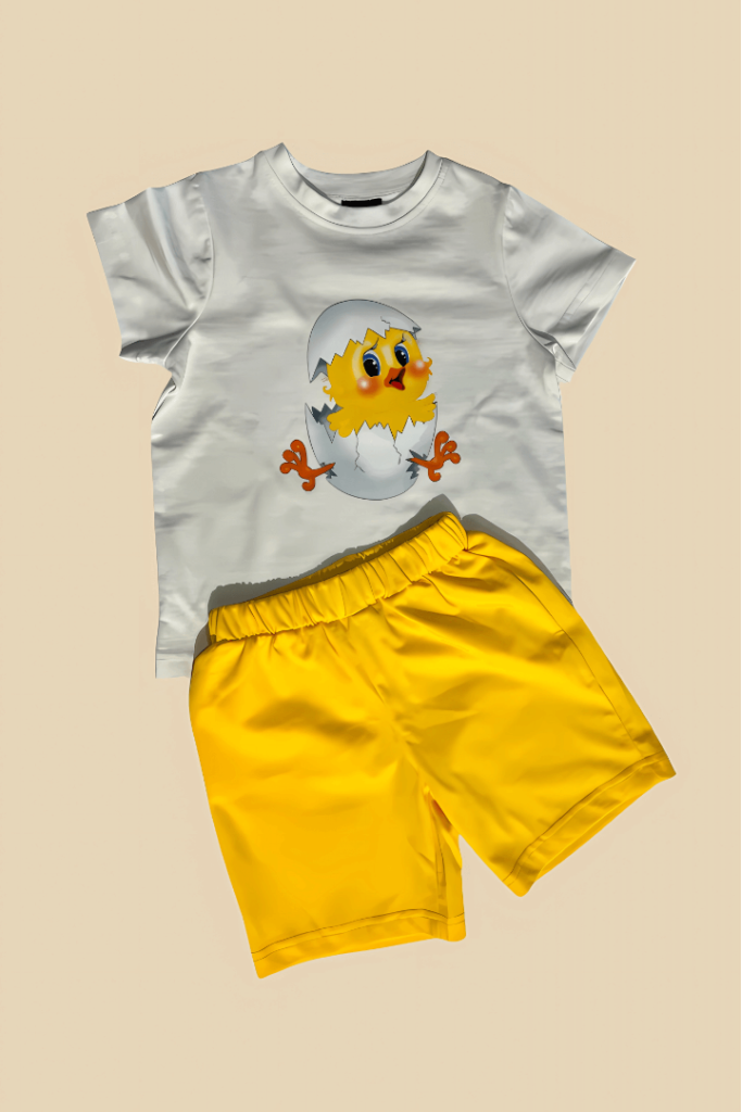  Civciv Baskılı Çocuk  T-Shirt ve şort takımı 