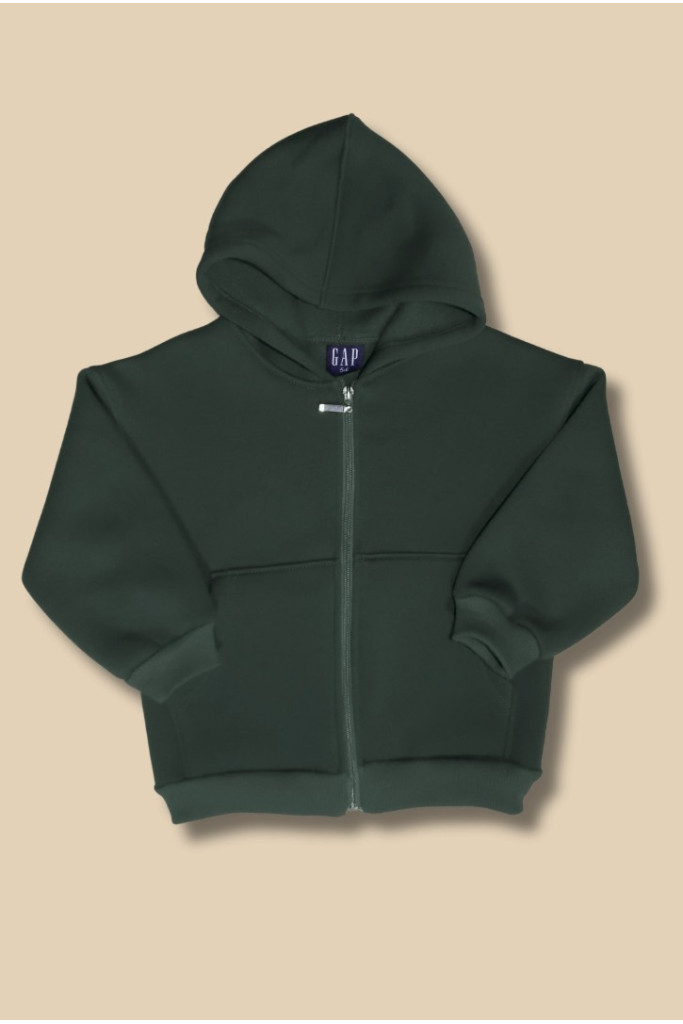 Nefti Yeşili Kapşonlu Fermuarlı Çocuk  SweatShirt