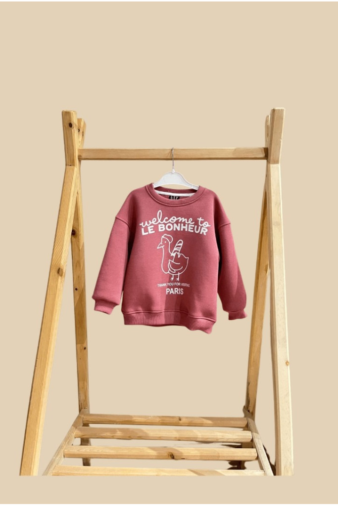 Gülkurusu Üzeri Welcome To Le Bontleur Detaylı Çocuk Sweat Shirt
