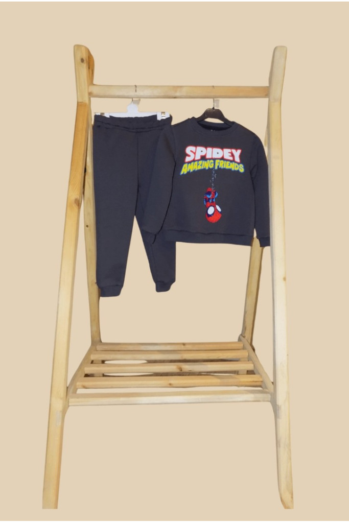 Siyah Üzeri Spidey Baskılı Çocuk Esofman Takımı