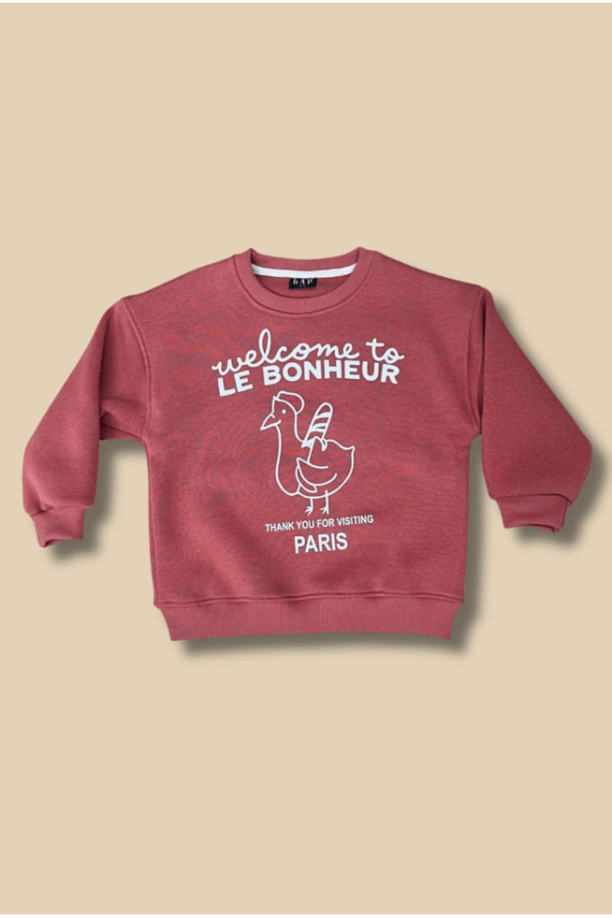 Gülkurusu Üzeri Welcome To Le Bontleur Detaylı Çocuk Sweat Shirt