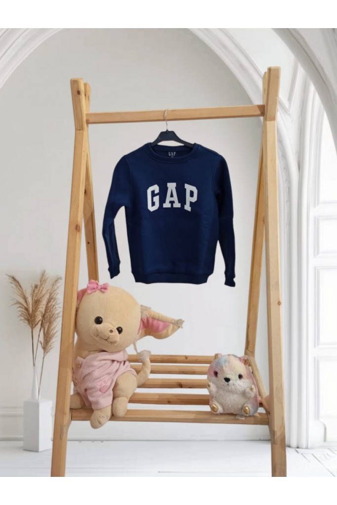 Lacivert Üzeri Beyaz Gap Detaylı Çocuk Sweatshirt