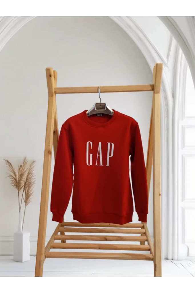 Kırmızı Üzeri beyaz Gap Detaylı Çocuk Sweatshirt