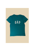 Petrol Yeşili Üstü Beyaz Gap  Baskılı Yetiskin T-shirt