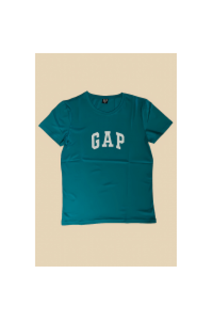 Petrol Yeşili Üzeri  Beyaz Gap Detaylı  Yetiskin T-shirt