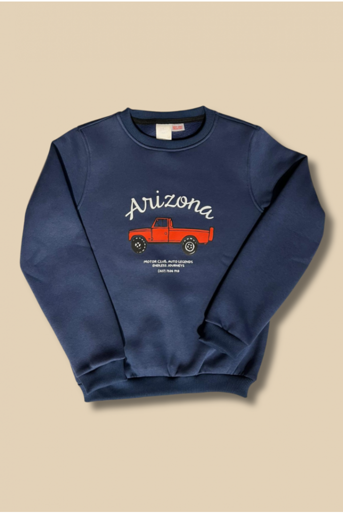 İndigo Üzeri Arizona Baskılı Çocuk Sweat