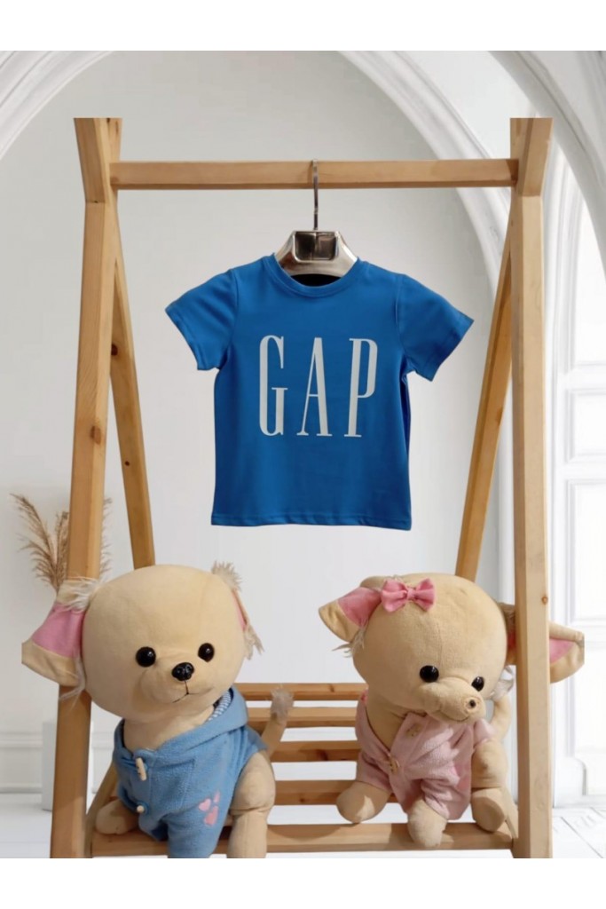 Mavi Üzeri Beyaz Gap Detaylı Çocuk T-shirt