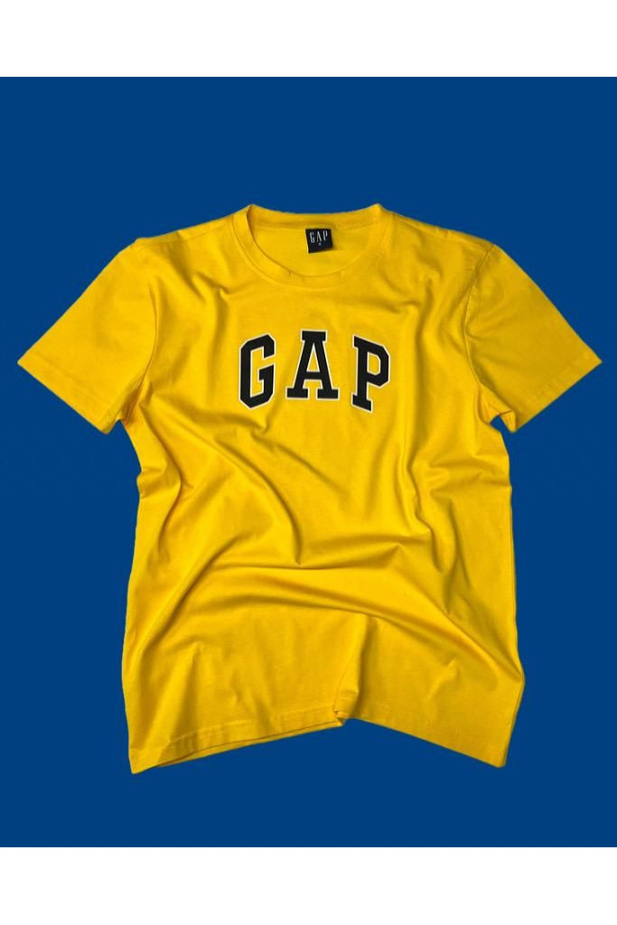 Sarı Üzeri Köşeli Beyaz Siyah Gap Detaylı Yetişkin T-shirt