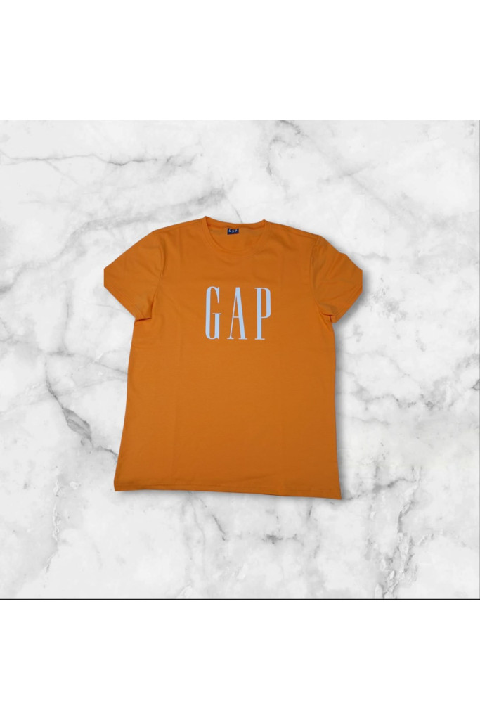 Turuncu Üzeri Beyaz Gap Detaylı Yetişkin T-shirt