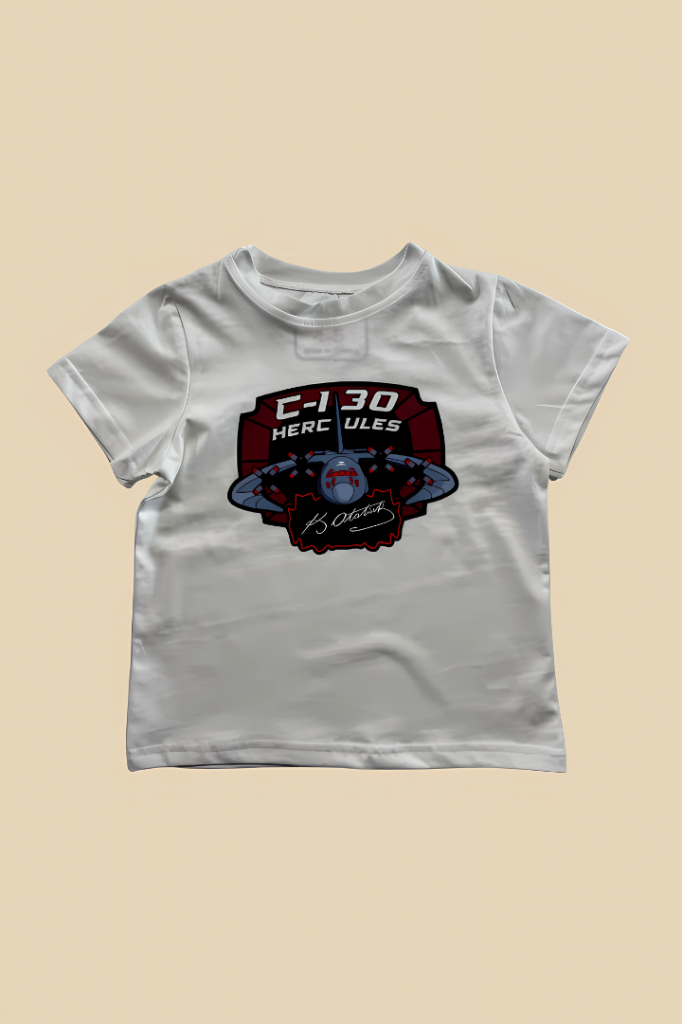 Uçak Temalı C-130 Beyaz Çocuk T-shirt